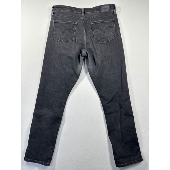 Levi's Classic Mid Rise Skinny Jeans Womens Sz 12 Black Faded Whiskers - Picture 2 of 10
